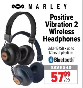 2001 Audio Video Marley positive vibration 2 wireless headphones offer