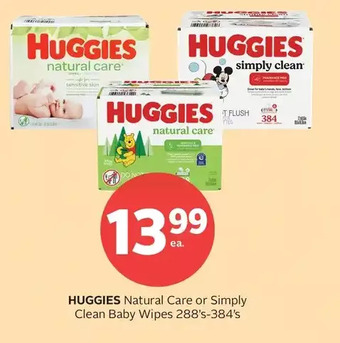 Rexall Huggies natural care or simply clean baby wipes offer
