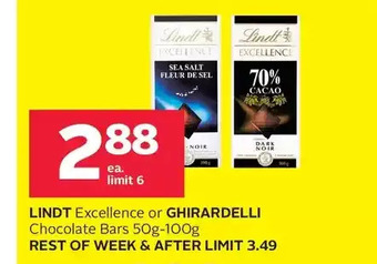 Rexall Lindt excellence or ghirardelli chocolate bars offer