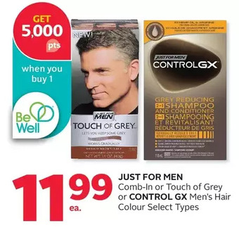 Rexall Just for men comb-in or touch of grey or control gx men's hair colour offer