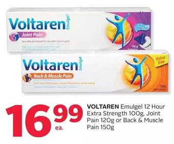 Rexall Voltaren emulgel 12 hour extra strength, joint pain or back & muscle pain offer