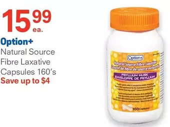Guardian Pharmacy Option+ natural source fibre laxative capsules offer