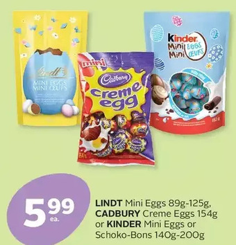 Rexall Lindt mini eggs, cadbury creme eggs or kinder mini eggs or schoko-bons offer