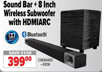 2001 Audio Video Sound bar + 8 inch wireless subwoofer with hdmiarc offer