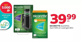 Rexall Nicorette quickmist, gum 105's or lozenges 80's offer