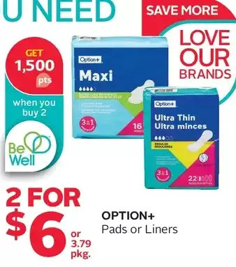 Rexall Option+ pads or liners offer