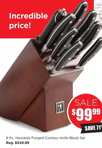 Kitchen Stuff Plus 9 pc. henckels forged contour knife block set offer