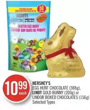 Shoppers Drug Mart Hershey's egg hunt chocolate, lindt gold bunny or lindor boxed chocolates offer