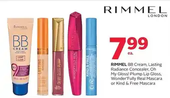 Rexall Rimmel bb cream, lasting radiance concealer, oh my gloss! plump lip gloss, wonder'fully real mascara or kind & free mascara offer