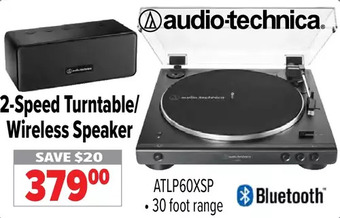 2001 Audio Video Audio-technica 2-speed turntable/wireless speaker offer