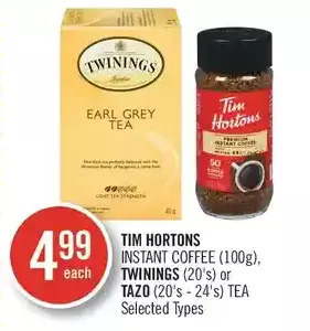 Shoppers Drug Mart Tim hortons instant coff*ee, twinings or tazo tea offer