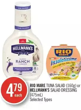 Shoppers Drug Mart Rio mare tuna salad or hellmann's salad dressing offer