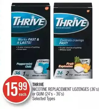 Shoppers Drug Mart Thrive nicotine replacement lozenges or gum offer