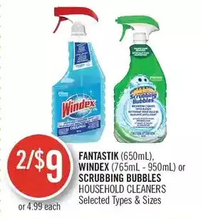 Shoppers Drug Mart Fantastik, windex or scrubbing bubbles household cleaners offer