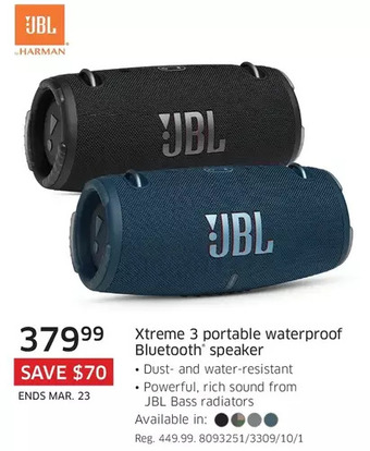 The Source Jbl xtreme 3 portable waterproof bluetooth speaker offer