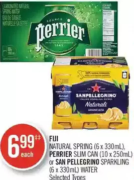Shoppers Drug Mart Fiji natural spring, perrier slim can or san pellegrino sparkling water offer
