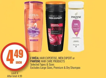 Shoppers Drug Mart L'oréal hair expertise, men expert or pantene hair care products offer