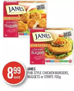 Shoppers Drug Mart Janes pub style chicken burgers, nuggets or strips offer