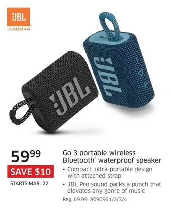 The Source Jbl go 3 portable wireless bluetooth waterproof speaker offer