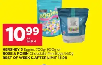 Rexall Hershey's eggies 700g-900g or rose & robin chocolate mini eggs 950g offer