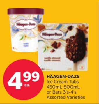 Rexall Häagen-dazs ice cream tubs 450ml-500ml or bars 3' s-4' s offer