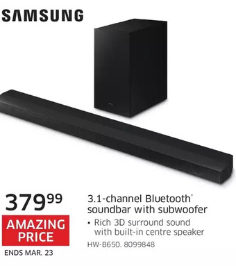 The Source Samsung 3.1-channel bluetooth soundbar with subwoofer offer