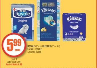 Shoppers Drug Mart Royale (6's) or kleenex (3's-6's) facial tissue offer