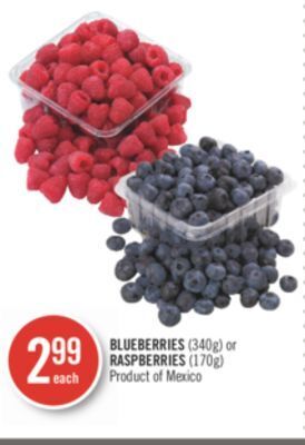 Shoppers Drug Mart Blueberries (340g) or raspberries (170g) offer