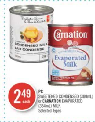 Shoppers Drug Mart Pc sweetened condensed (300ml) or carnation evaporated (354ml) milk offer