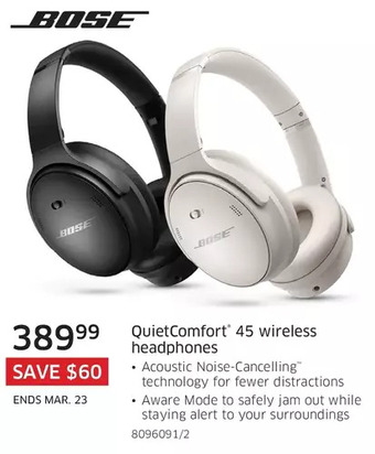 The Source Quietcomfort 45 wireless headphones offer