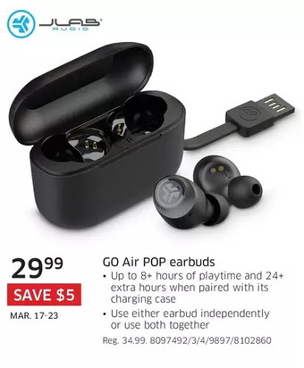 The Source Jlab go air pop earbuds offer