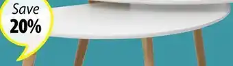 JYSK Lejre nesting coffee tables made with white top and solid oak legs offer