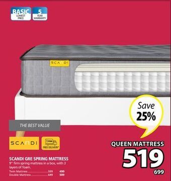 JYSK Scandi gre spring mattress offer