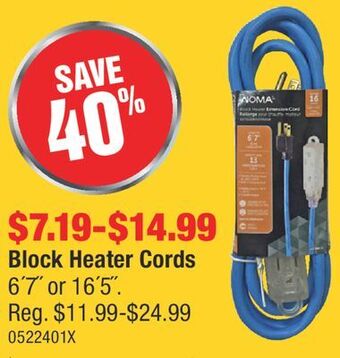 PartSource Block heater cords offer
