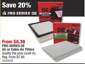 PartSource Pro-series oe air or cabin air filters offer