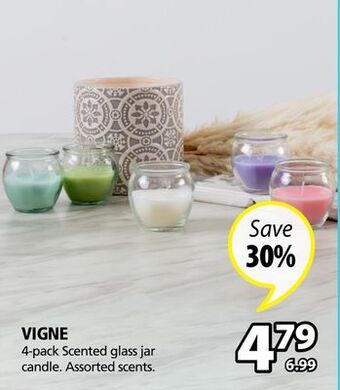 JYSK Vigne 4-pack scented glass jar candle offer