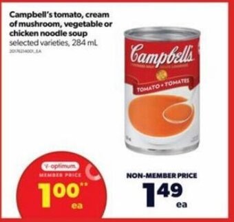 Real Canadian Superstore Campbell's tomato, cream of mushroom, vegetable or chicken noodle soup 284 ml offer