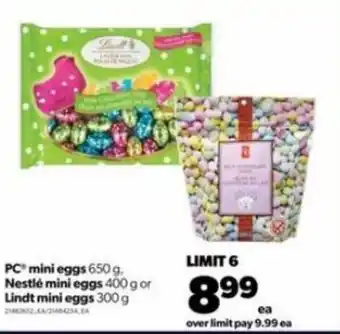 Real Canadian Superstore PC mini eggs 650g, Nestle mini eggs 400g or Lindt mini eggs 300g offer