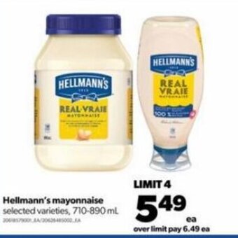 Real Canadian Superstore Hellmann's mayonnaise 710-890ml offer