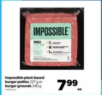 Real Canadian Superstore Impossible plant-based burger patties 227g or burger grounds 340g offer