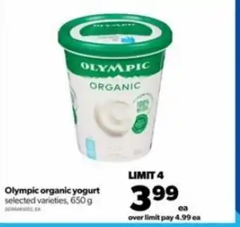 Real Canadian Superstore Olympic organic yogurt 650g offer