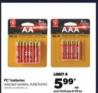 Real Canadian Superstore PC batteries AA8/AAA4 offer