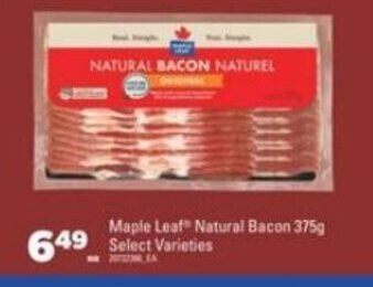 Real Canadian Superstore Maple leaf natural bacon 375g offer