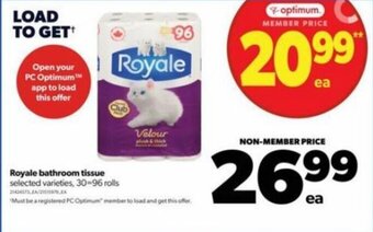 Real Canadian Superstore Royale bathroom tissue 30=96 rolls offer