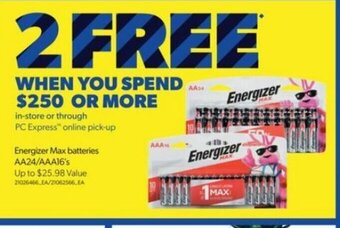 Real Canadian Superstore Energizer max batteries AA24/AAA16's offer