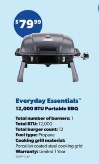Real Canadian Superstore Everyday essentials 12,000 BTU portable BBQ offer