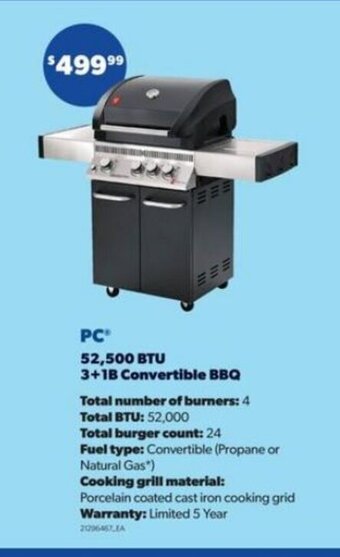 Real Canadian Superstore PC 52,500 BTU 3+1B convertible BBQ offer