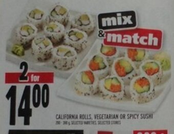 Metro California Rolls , Vegetarian or Spicy Sushi offer