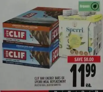 Metro Clif Bar Energy Bars or Sperri Meal Replacement offer