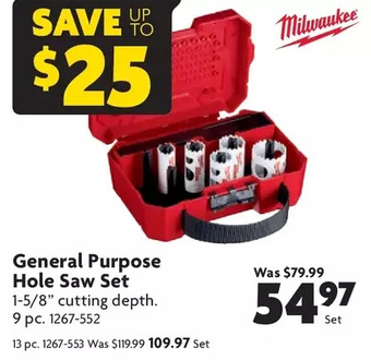 Home Hardware Milwaukee general purpose hole saw set offer